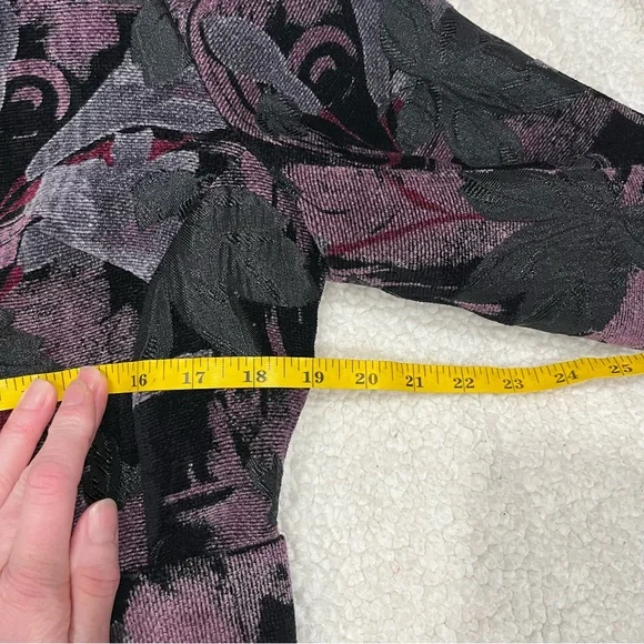 Ali Miles Floral Brocade Art  Belted Jacket, Womens S/P, Purple & Black - Picture 10 of 13